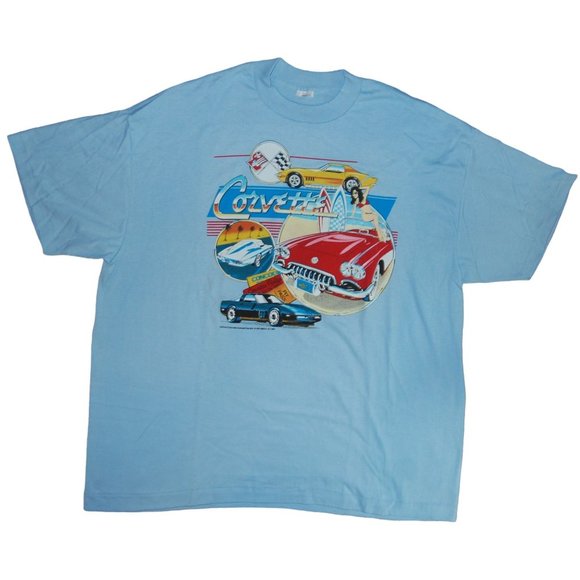 Vintage 1985 HGC C Smith Single Stitch T-Shirt Men's XXL Blue Ford Mustang - Picture 1 of 9